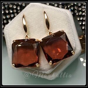 NEW 925 ICE CUBE SIMULATED OXBLOOD TOPAZ TRANSLUCENT SQUARE LUCITE EARRINGS